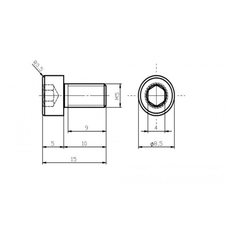 Șurub din oțel inoxidabil M5x10 / inbus [1]