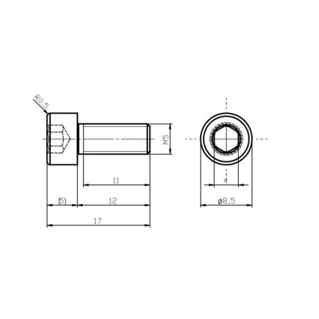 Șurub din oțel inoxidabil M5x12 / inbus [1]