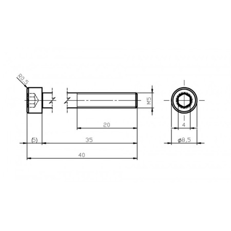 Șurub din oțel inoxidabil M5x35 / inbus [1]