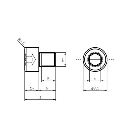 Șurub din oțel inoxidabil M5x6 / inbus [1]