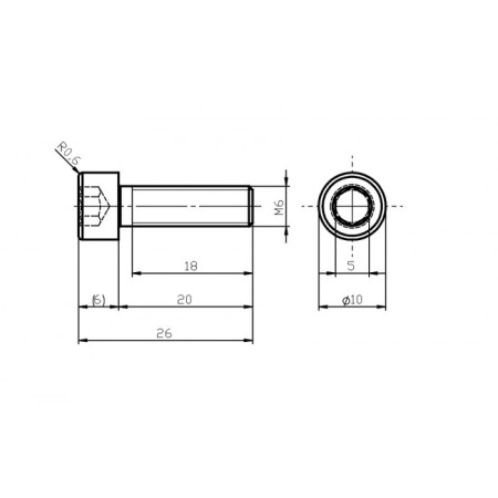 Șurub din oțel inoxidabil M6x20 / inbus [1]