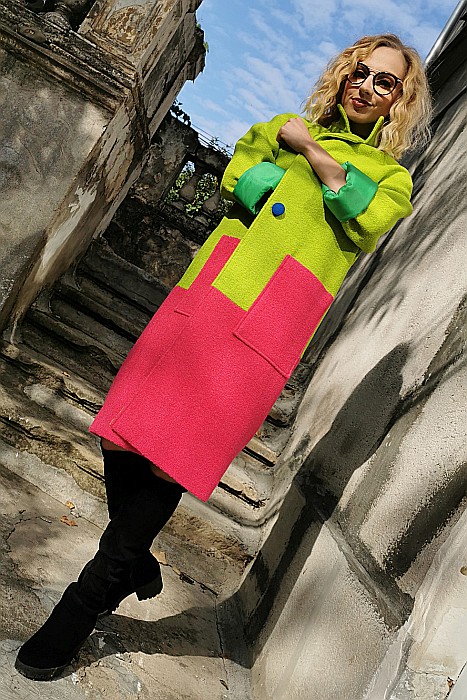 Mantou roz verde din lana [2]