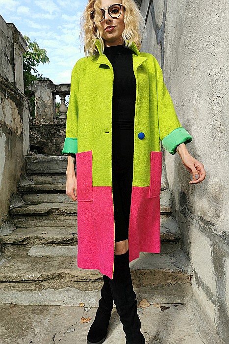 Mantou roz verde din lana [4]