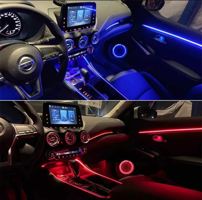 Lumini Ambientale LED interior RGB Acrilice 18 in 1 Fete usi, Bord, Manere, Podea, Control din aplicatie Bluetooth, Banda neon tip El Wire [8]