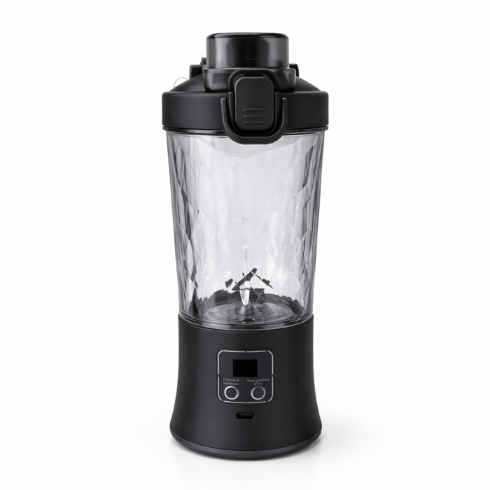 Blender portabil electric, 600 ml, reîncărcabil USB, pentru smoothie și sucuri, compact-Negru [3]