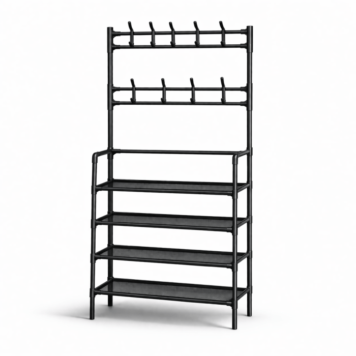 Cuier metalic cu 4 rafturi, organizator pentru haine și încălțăminte, 60x29,5x154 cm [3]