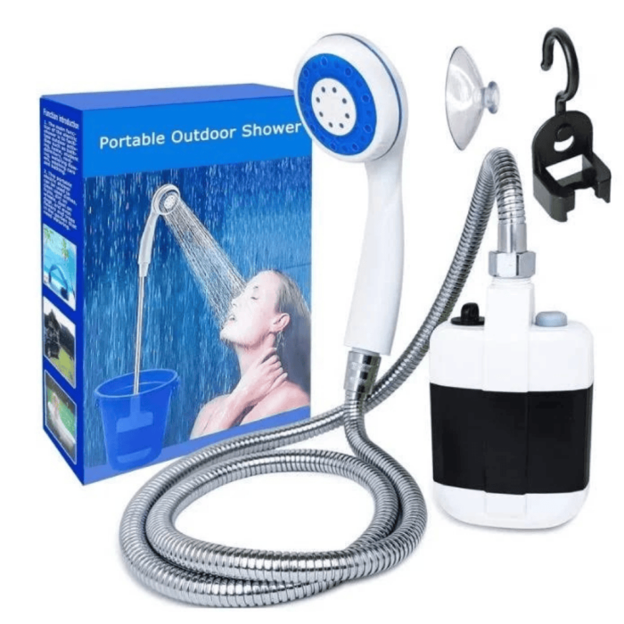 Duș portabil de camping, cu robinet încorporat, reîncărcabil USB, pentru interior și exterior [1]