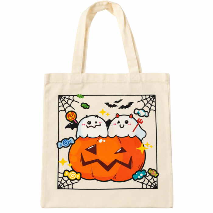 Geantă tote din bumbac cu imprimeu Halloween – Model 2 [2]