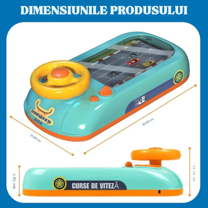 Jucărie interactivă volan de condus cu circuit curse, sunete, alimentare USB, pentru Copii 3+ [3]