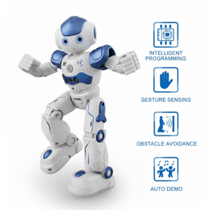 Jucărie robot smart, interactivă, cu control prin gesturi sau telecomandă, programabilă, cu lumini LED, sunete și melodii, [3]