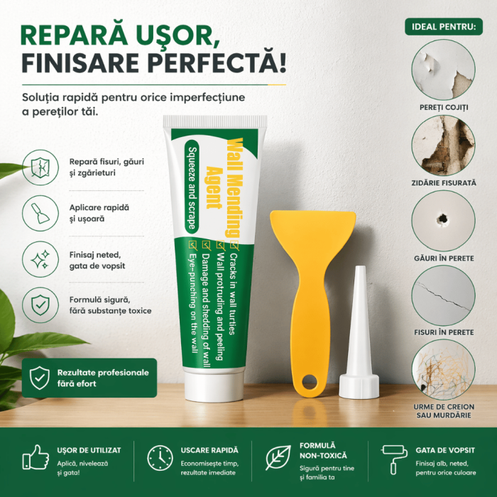Kit alb pentru reparat pereții, pastă specială pentru reparația fisurilor sau zgârieturilor de pe pereți [2]