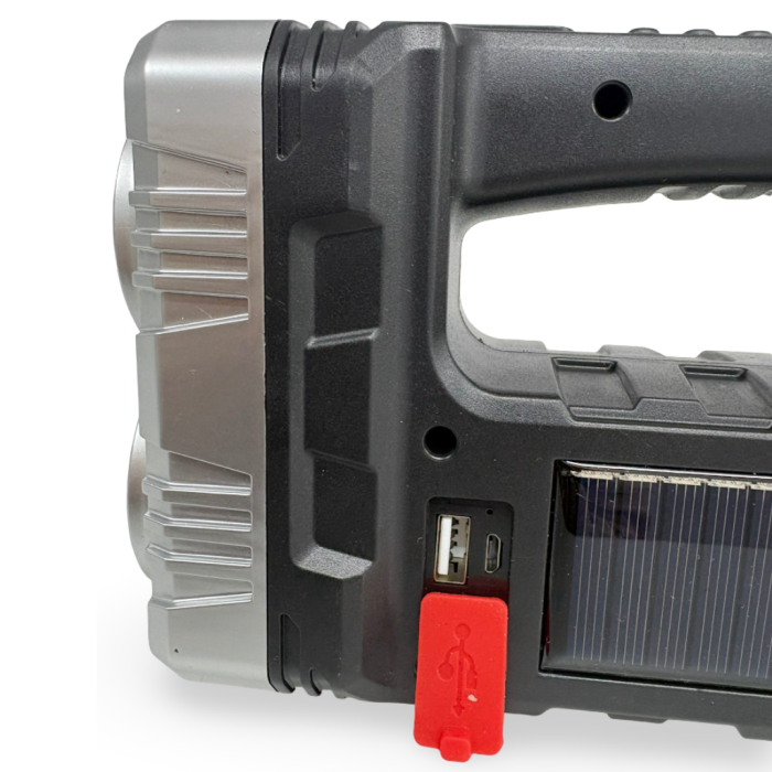 Lanternă LED multifuncțională solară și USB, cu lumină laterală COB și mâner portabil, reîncărcabilă [3]