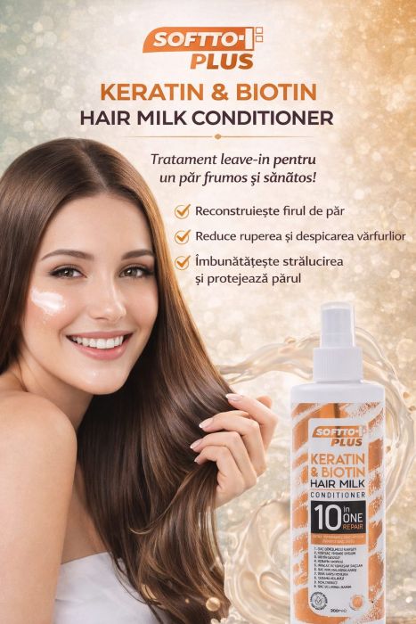 Lapte pentru păr cu keratină și biotină 200 ml - Softto Plus [2]