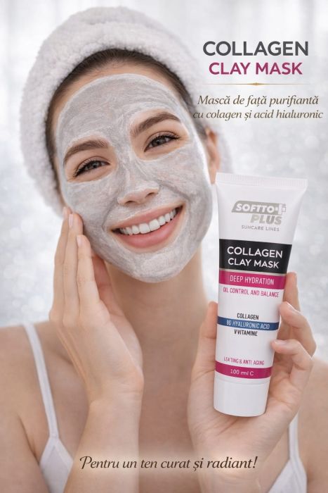 Mască de argilă cu colagen, hidratare intensivă 100 ml - Softto Plus [2]