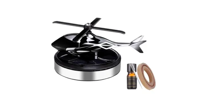Odorizant auto cu încarcare solară, bază antiderapantă, ulei esențial și pipetă incluse, model elicopter [5]