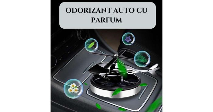Odorizant auto cu încarcare solară, bază antiderapantă, ulei esențial și pipetă incluse, model elicopter [4]