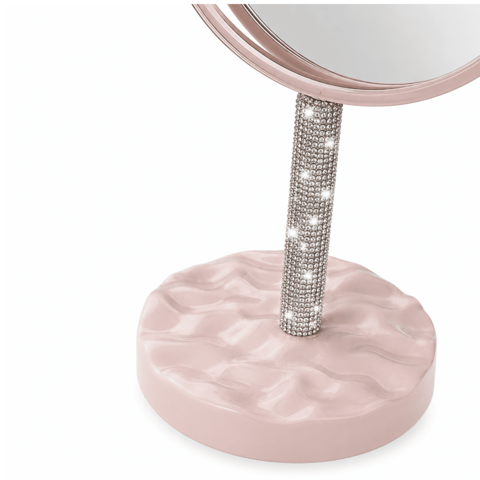 Oglindă cosmetică de masă cu lupă 4X,design elegant cu picior decorativ - Roz [3]