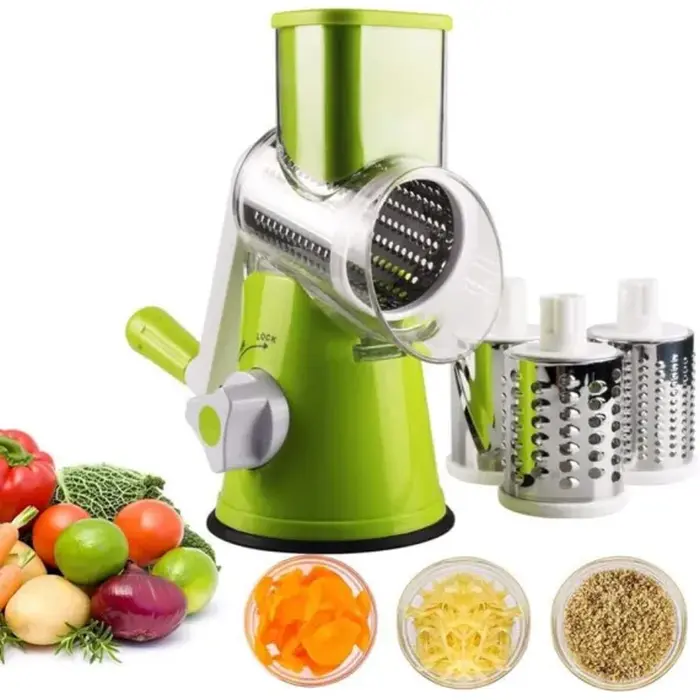 Răzătoare manuală, tip alimente universal, 3 lame ușor interschimbabile, inox, verde [2]
