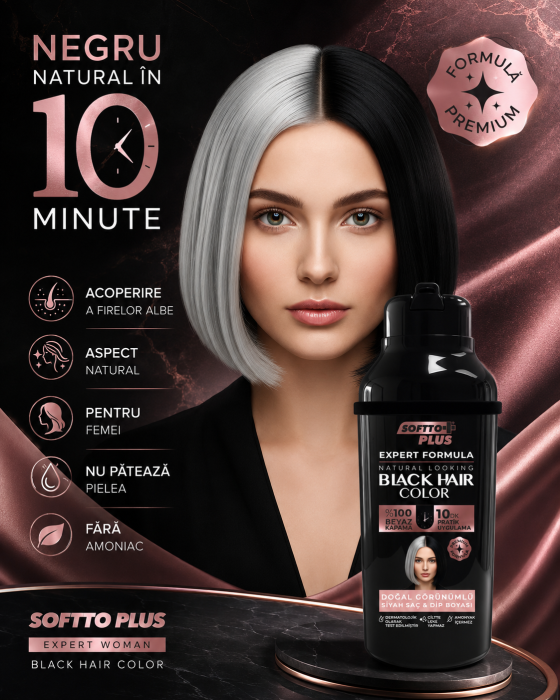 Şampon colorant negru pentru păr și rădăcini, acoperire 100% fire albe - Expert Formula [4]