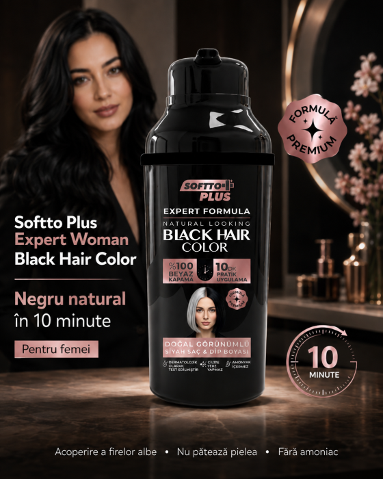 Şampon colorant negru pentru păr și rădăcini, acoperire 100% fire albe - Expert Formula [3]