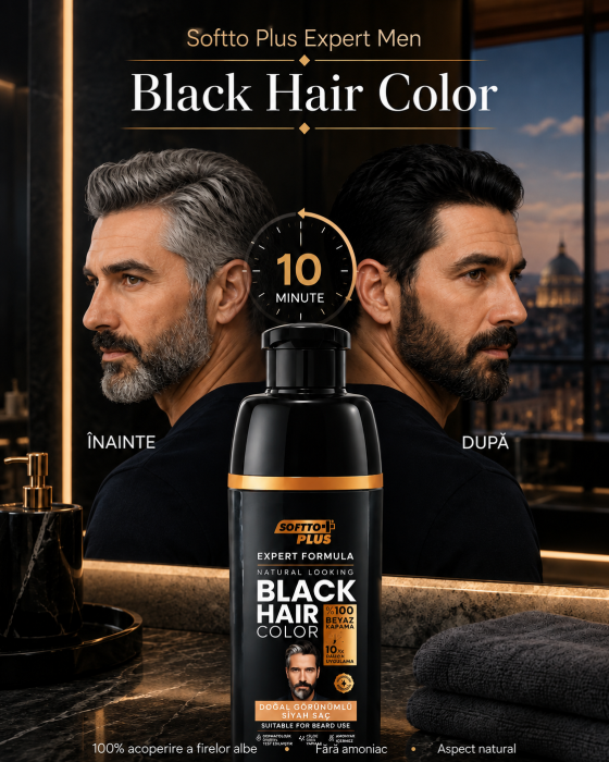 Şampon colorant pentru păr negru, acoperire 100% fire albe - Expert Formula [4]