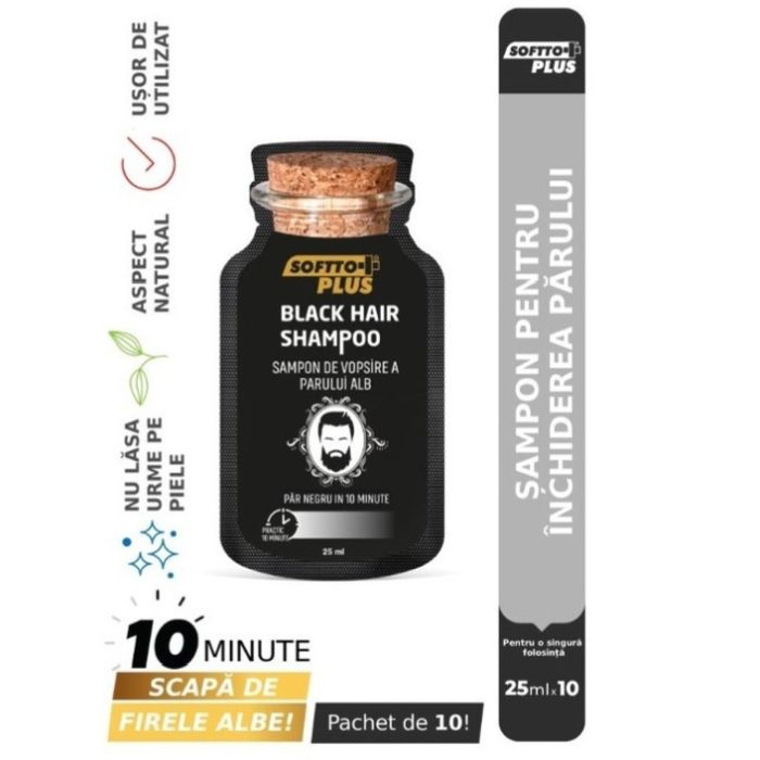 Șampon pentru Înnegrirea Părului Softto Plus – 10 Plicuri x 25 ml [3]