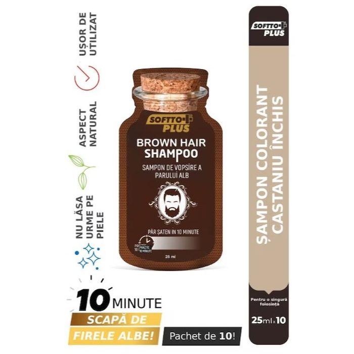 Șampon pentru păr șaten închis 25 ml*10 - Softto Plus [3]