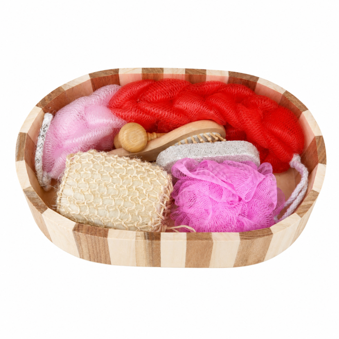 Set cadou spa și îngrijire corporală în tavă decorativă din lemn,7 piese - Diverse culori [2]
