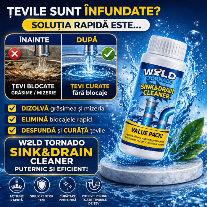Soluție pentru curațat instant țevile de scurgere, Wild Tornado, 100 g [2]