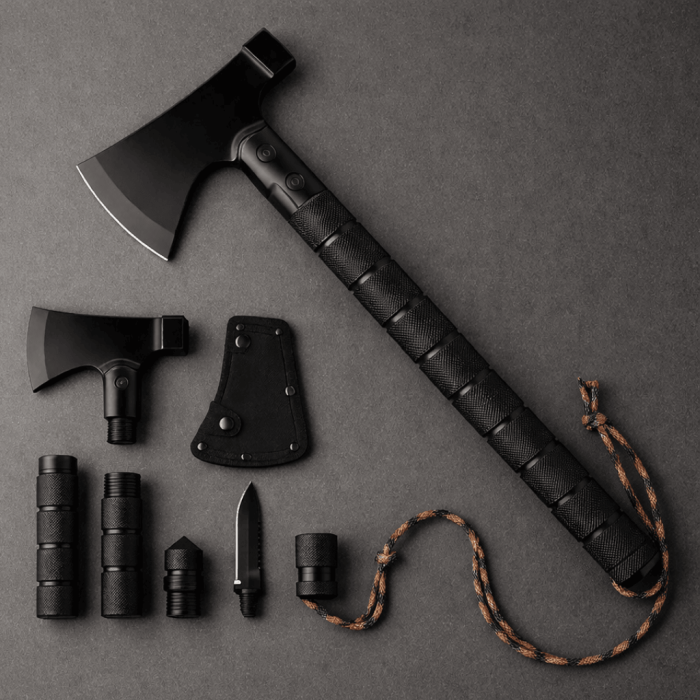 Topor multifuncțional pentru camping, cu accesorii interschimbabile [4]