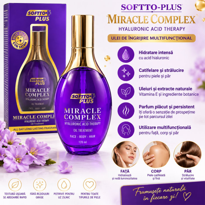 Ulei pentru față, corp și păr cu acid hialuronic, 120 ml - Miracle Complex [3]