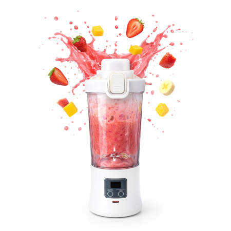Blender portabil electric, 600 ml, reîncărcabil USB, pentru smoothie și sucuri, compact-Alb [1]