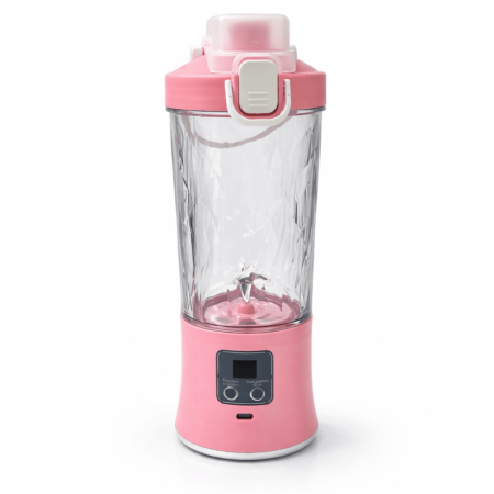 Blender portabil electric, 600 ml, reîncărcabil USB, pentru smoothie și sucuri, compact-Roz [2]
