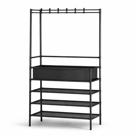 Cuier metalic cu 4 rafturi, organizator pentru haine și încălțăminte, 60x28x154 cm [2]