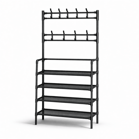 Cuier metalic cu 4 rafturi, organizator pentru haine și încălțăminte, 60x29,5x154 cm [2]