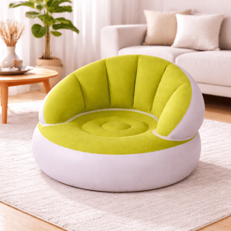 Curăţenie & Organizare locuinţă - Fotoliu gonflabil tip scoică, pentru o persoană, 85 x 70 cm, confortabil și compact-Verde