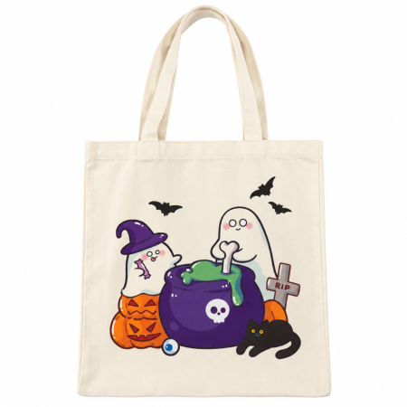 Geantă tote din bumbac cu imprimeu Halloween – Model 1 [1]