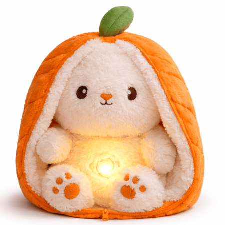 Jucărie de pluș iepuraș-morcov care respiră , cu lumină și sunete - 35cm [1]