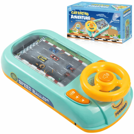 Jucării copii & bebe - Jucărie interactivă volan de condus cu circuit curse, sunete, alimentare USB, pentru Copii 3+