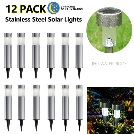 Lampă solară stick inox, H 36 cm, set 12 bucăți [2]