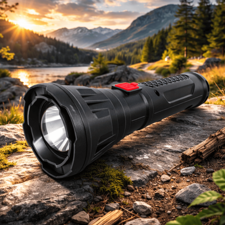 Hobby - Lanternă LED multifuncțională reîncărcabilă USB, cu zoom reglabil, XPE + 12 SMD, lumină laterală reglabilă 90°