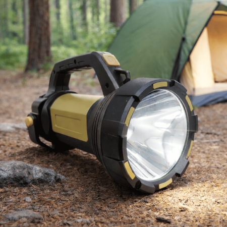 Hobby - Lanternă LED puternică tip proiector portabil, reîncărcabilă USB, baterie 20000 mAh și iluminare pe distanță lungă