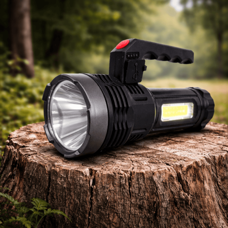Hobby - Lanternă LED solară reîncărcabilă USB, OSL + COB, cu mâner și indicator baterie