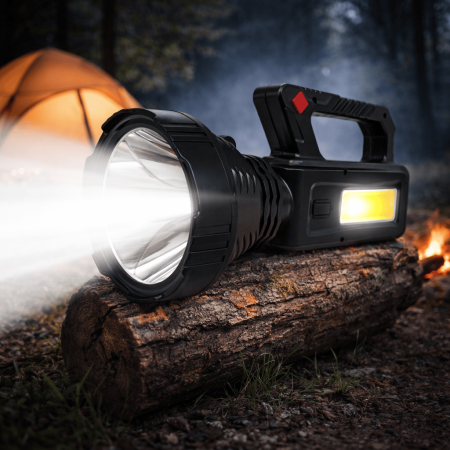 Hobby - Lanternă portabilă LED reîncărcabilă USB, cu lumină frontală și panou lateral COB, mâner ergonomic