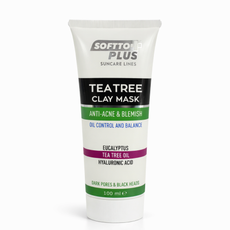 Cosmetice - Mască de argilă cu arbore de ceai anti-acnee 100 ml - Softto Plus