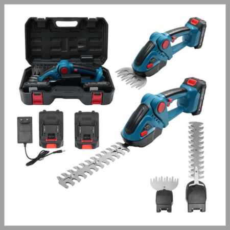Bricolaj & Gradină - Mașină de tuns gard viu fără fir, 2 în 1, cu 2 baterii 48V, unghi reglabil 45°, pentru gard viu și iarbă