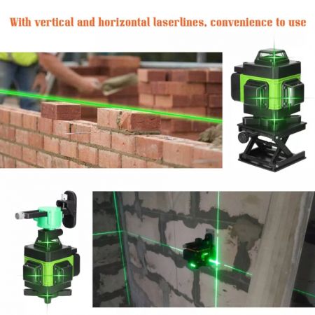 Nivelă laser 4D cu 16 linii, autonivelare, 2 acumulatori, lumină verde, trepied 150 cm , telecomandă, platformă [2]
