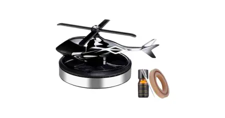 Odorizant auto cu încarcare solară, bază antiderapantă, ulei esențial și pipetă incluse, model elicopter [4]