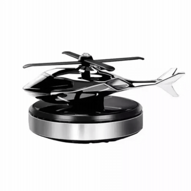 Odorizant auto cu încarcare solară, bază antiderapantă, ulei esențial și pipetă incluse, model elicopter [5]