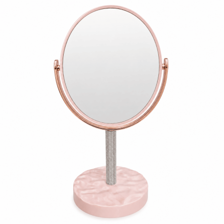 Ingrijire personală - Oglindă cosmetică de masă cu lupă 4X,design elegant cu picior decorativ - Roz